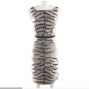🔥Giambattista Valli Elegant Black and Gray Animal Print Dress S 42
